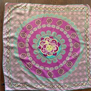 Pink and Gold Patterned Scarf